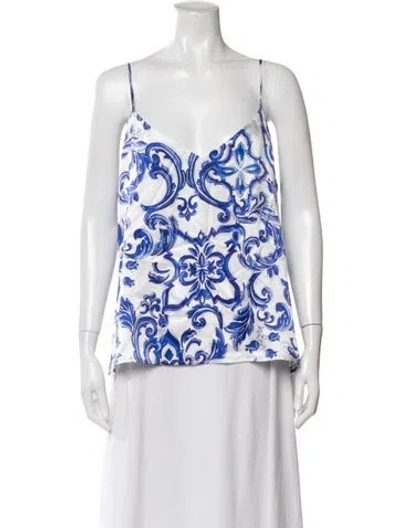 Pre-owned L'agence Silk Printed Top In White