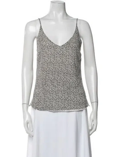 Pre-owned L'agence Silk Printed Top In White