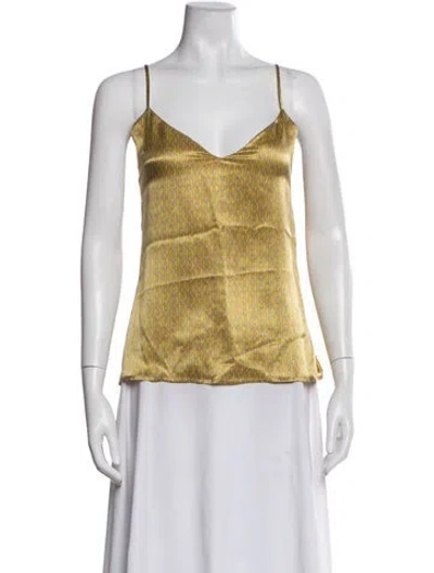 Pre-owned L'agence Silk Printed Top In Yellow