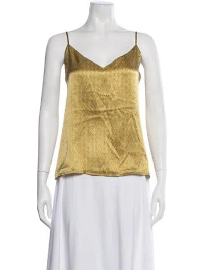 Pre-owned L'agence Silk Printed Top In Yellow