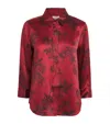 L'agence Silk Rose Print Dani Shirt In Red