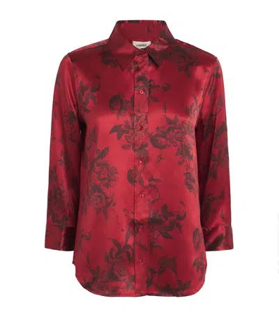 L'agence Silk Rose Print Dani Shirt In Red