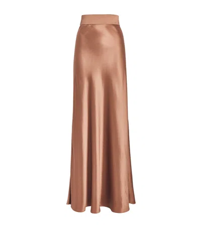 L'agence Silk Ryker Maxi Skirt In Brown