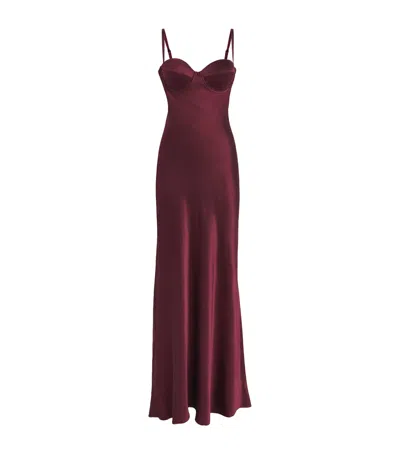 L'agence Sayla Bias Cut Silk Maxi Dress In Red