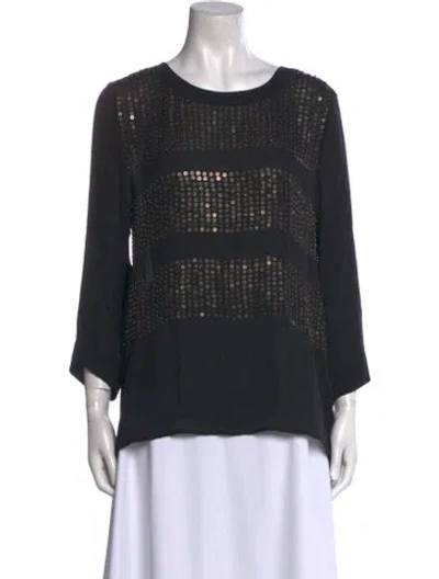 Pre-owned L'agence Silk Scoop Neck Blouse In Black