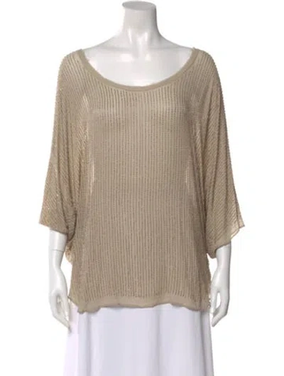 Pre-owned L'agence Silk Scoop Neck Blouse In Neutral