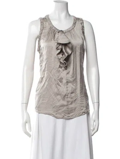 Pre-owned L'agence Silk Scoop Neck Blouse In Neutrals