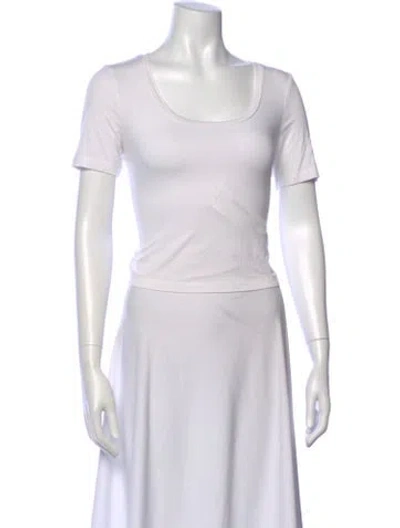 Pre-owned L'agence Silk Scoop Neck T-shirt In White