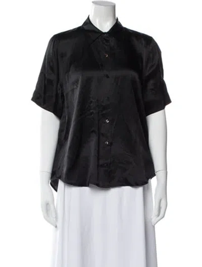 Pre-owned L'agence Silk Short Sleeve Blouse In Black