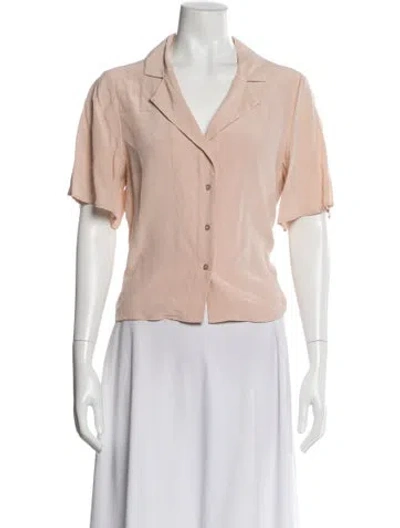Pre-owned L'agence Silk Short Sleeve Blouse In Pink