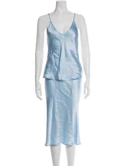 Pre-owned L'agence Silk Skirt Set W/ Tags In Blue
