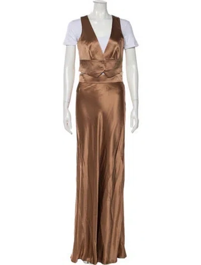 Pre-owned L'agence Silk Skirt Suit W/ Tags In Neutral