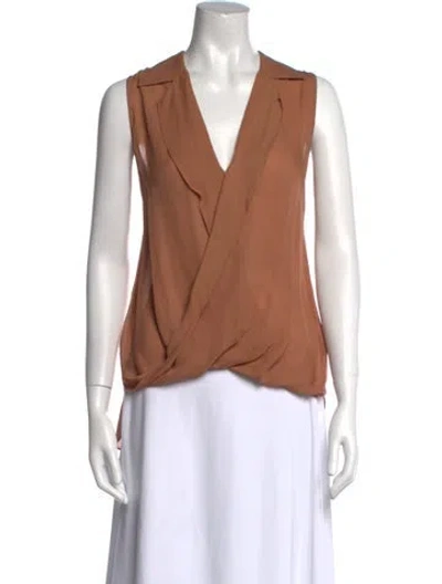 Pre-owned L'agence Silk Sleeveless Blouse In Brown
