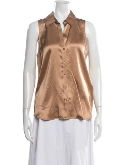 Pre-owned L'agence Silk Sleeveless Button-up Top W/ Tags In Neutral