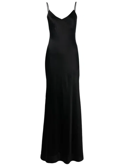 L'agence Seridie Mid-length Silk Slip Dress In Black