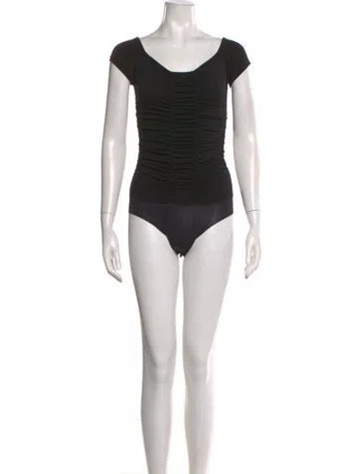 Pre-owned L'agence Silk Square Neckline Bodysuit W/ Tags In Black