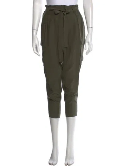 Pre-owned L'agence Silk Straight Leg Pants In Green