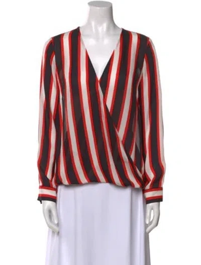 Pre-owned L'agence Silk Striped Blouse In Black