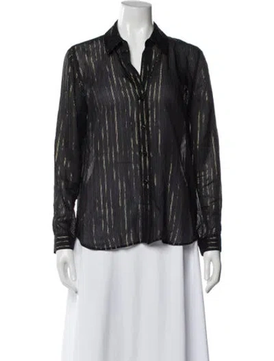 Pre-owned L'agence Silk Striped Blouse In Black