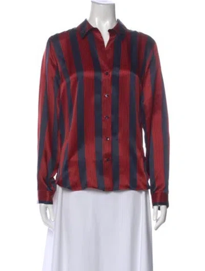 Pre-owned L'agence Silk Striped Blouse In Multi