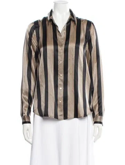 Pre-owned L'agence Silk Striped Blouse In Multi