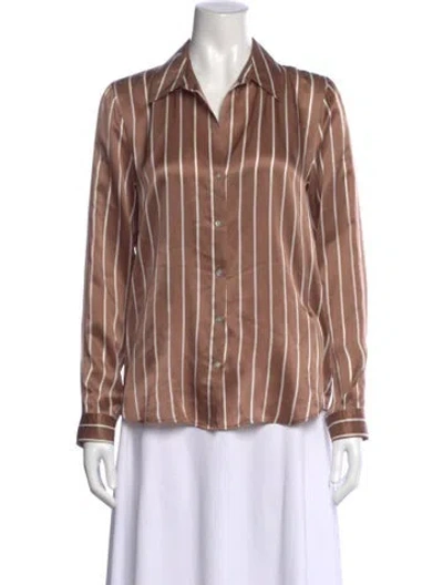 Pre-owned L'agence Silk Striped Blouse In Multi