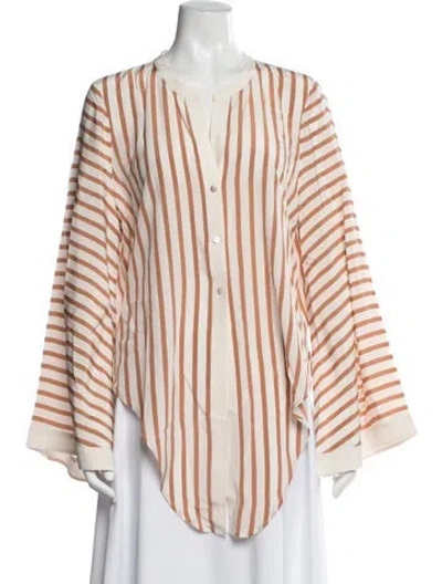 Pre-owned L'agence Silk Striped Blouse In Multi