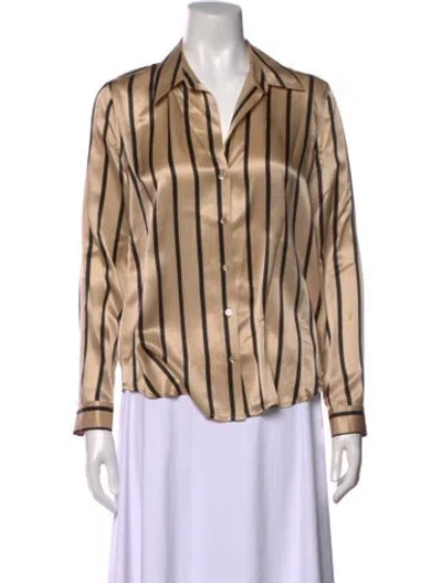 Pre-owned L'agence Silk Striped Blouse In Neutral
