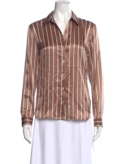 Pre-owned L'agence Silk Striped Blouse In Pink