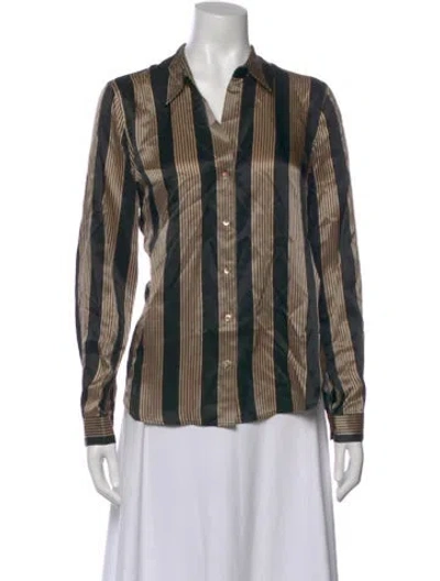 Pre-owned L'agence Silk Striped Blouse W/ Tags In Multi