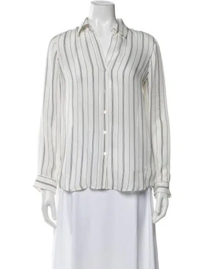 Pre-owned L'agence Silk Striped Blouse In White