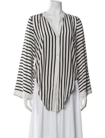 Pre-owned L'agence Silk Striped Blouse In White