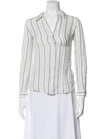 Pre-owned L'agence Silk Striped Blouse In White