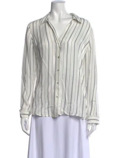 Pre-owned L'agence Silk Striped Blouse In White