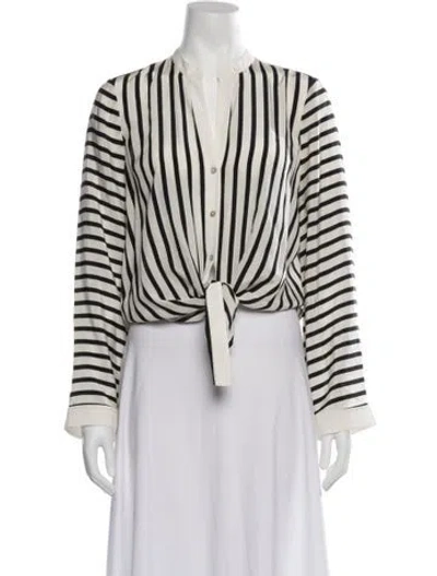 Pre-owned L'agence Silk Striped Blouse In White