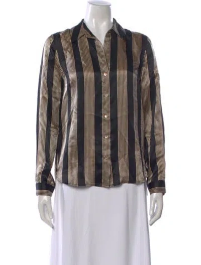 Pre-owned L'agence Silk Striped Button-up Top In Multi