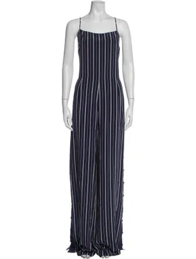 Pre-owned L'agence Silk Striped Jumpsuit In Blue