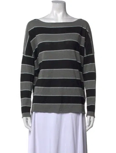 Pre-owned L'agence Silk Striped Sweater In Black