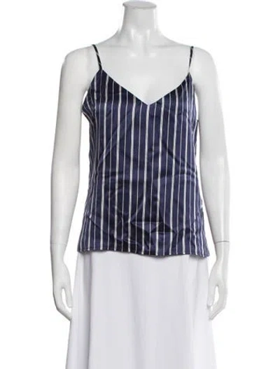 Pre-owned L'agence Silk Striped Top In Blue