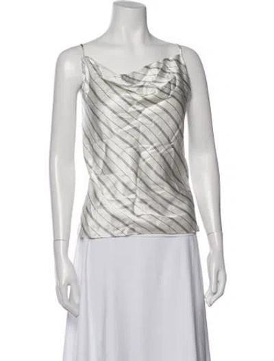 Pre-owned L'agence Silk Striped Top In Neutral