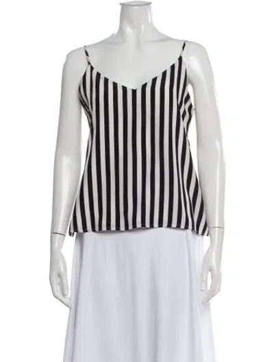 Pre-owned L'agence Silk Striped Top In White