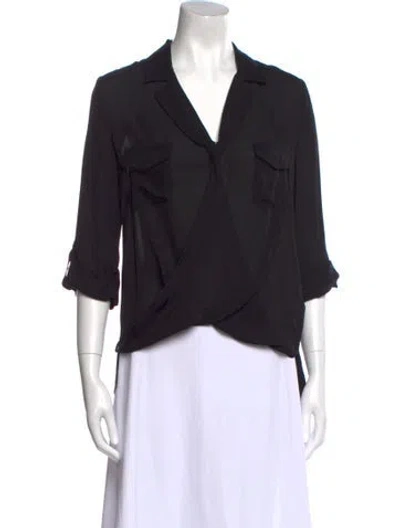 Pre-owned L'agence Silk Three-quarter Sleeve Blouse In Black