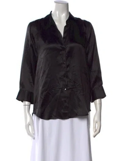 Pre-owned L'agence Silk Three-quarter Sleeve Blouse In Black