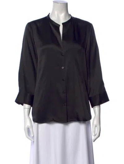 Pre-owned L'agence Silk Three-quarter Sleeve Blouse In Black