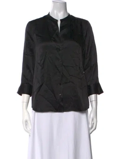 Pre-owned L'agence Silk Three-quarter Sleeve Blouse In Black