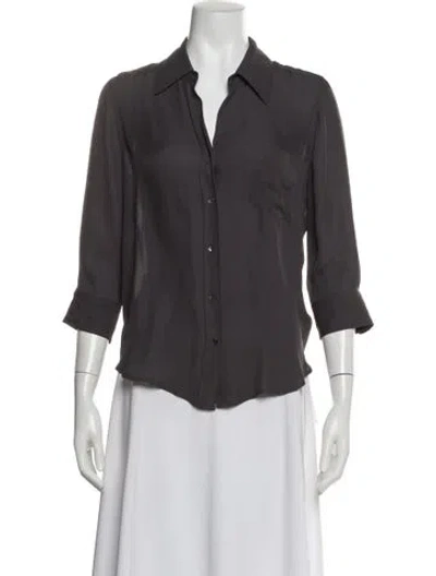 Pre-owned L'agence Silk Three-quarter Sleeve Blouse In Gray
