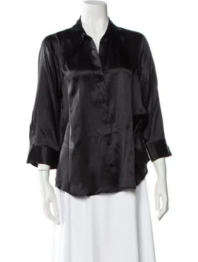Pre-owned L'agence Silk Three-quarter Sleeve Blouse In Gray