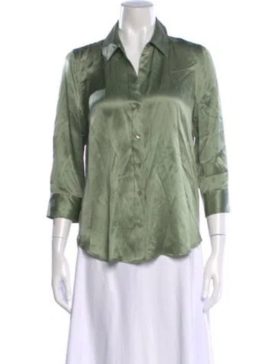 Pre-owned L'agence Silk Three-quarter Sleeve Blouse In Green