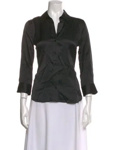 Pre-owned L'agence Silk Three-quarter Sleeve Blouse In Green