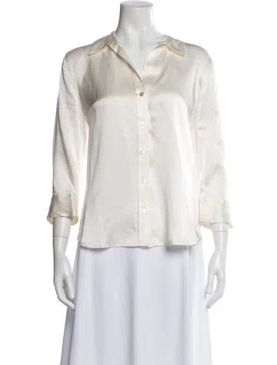 Pre-owned L'agence Silk Three-quarter Sleeve Blouse In Neutral